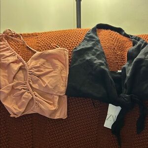 Pink and Black Halter Tops